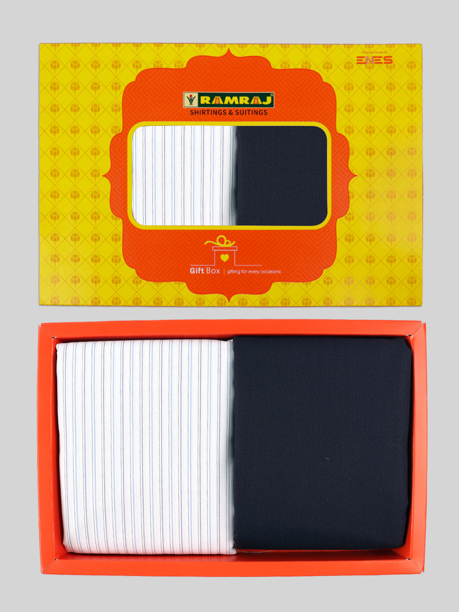 Men Cotton Blend Striped Shirting & Suiting Gift Box GL161