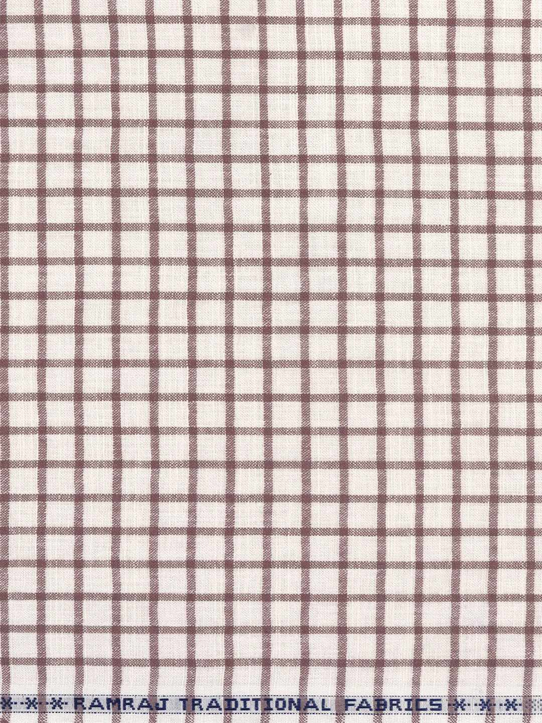 Men Cotton Rich Checked Shirt Fabric White with Dark purple Infinity