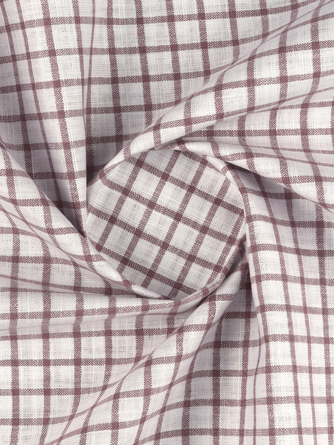 Men Cotton Rich Checked Shirt Fabric White with Dark purple Infinity