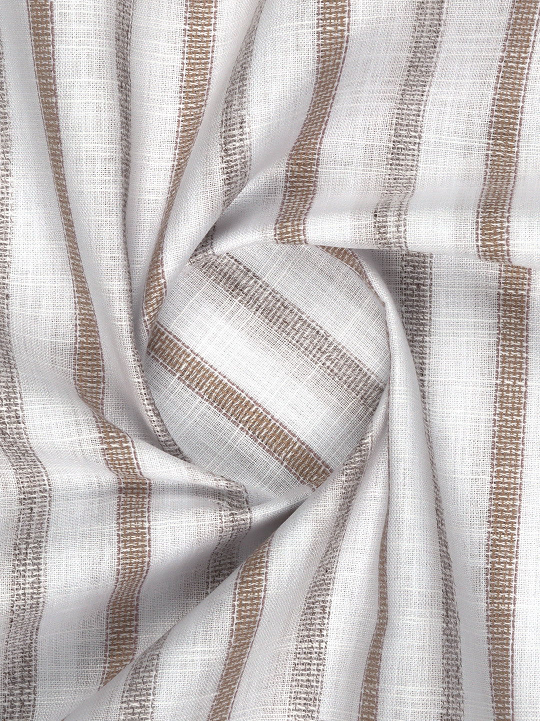 Men Cotton Rich Striped Shirt Fabric White with Brown Infinity