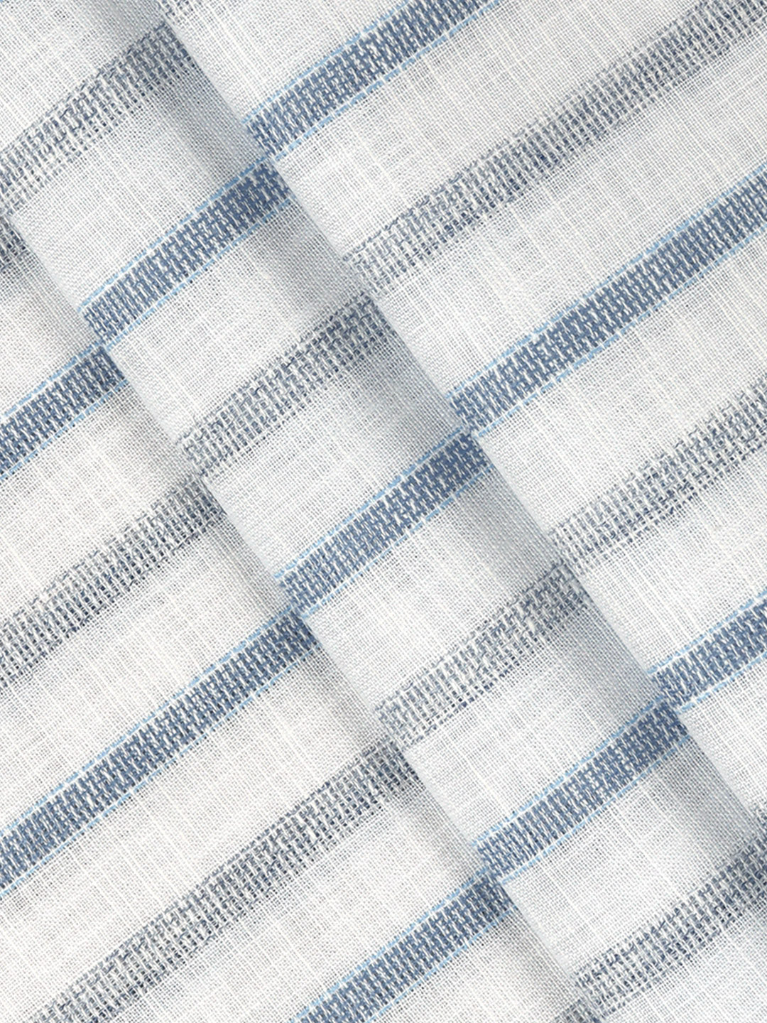 Men Cotton Rich Striped Shirt Fabric White with Blue Infinity