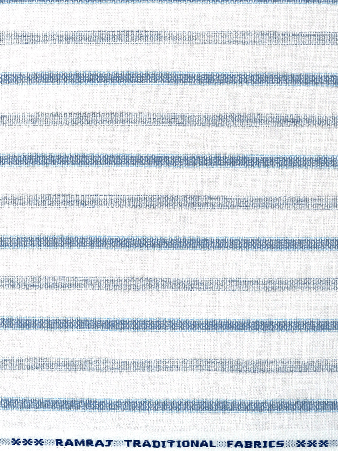 Men Cotton Rich Striped Shirt Fabric White with Blue Infinity