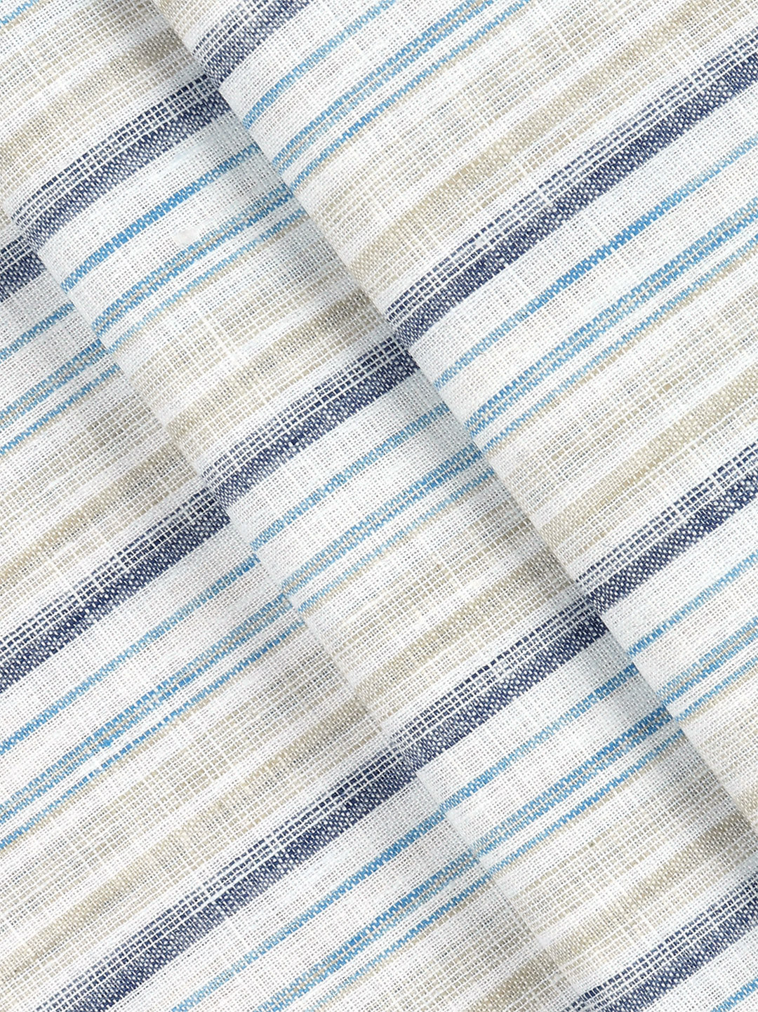 Men’s Cotton-Rich Self-Design Striped Shirt Fabric Grey with Blue Galaxy Art