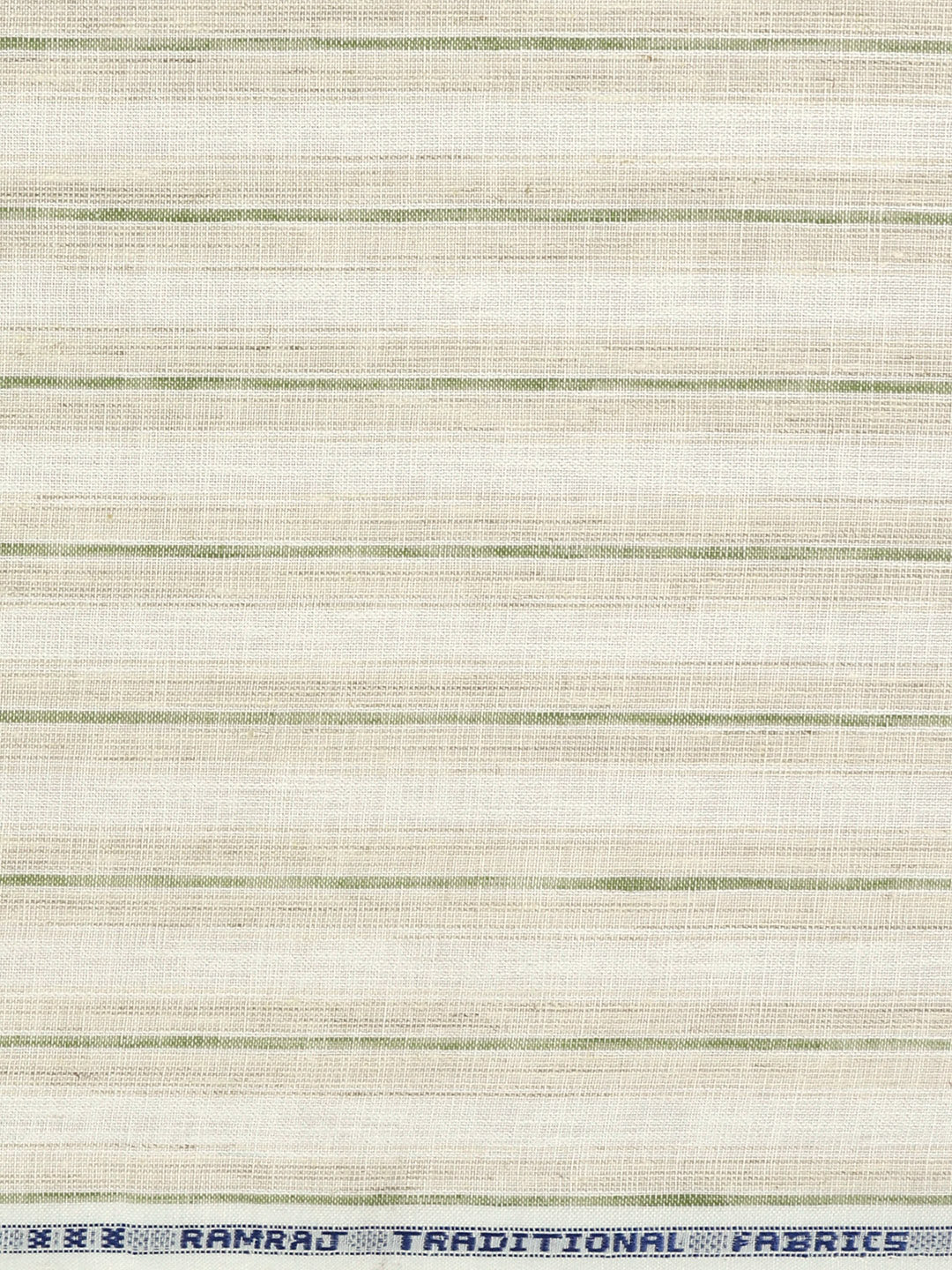 Cotton Blend Striped Shirt Fabric Cream with Green High Style