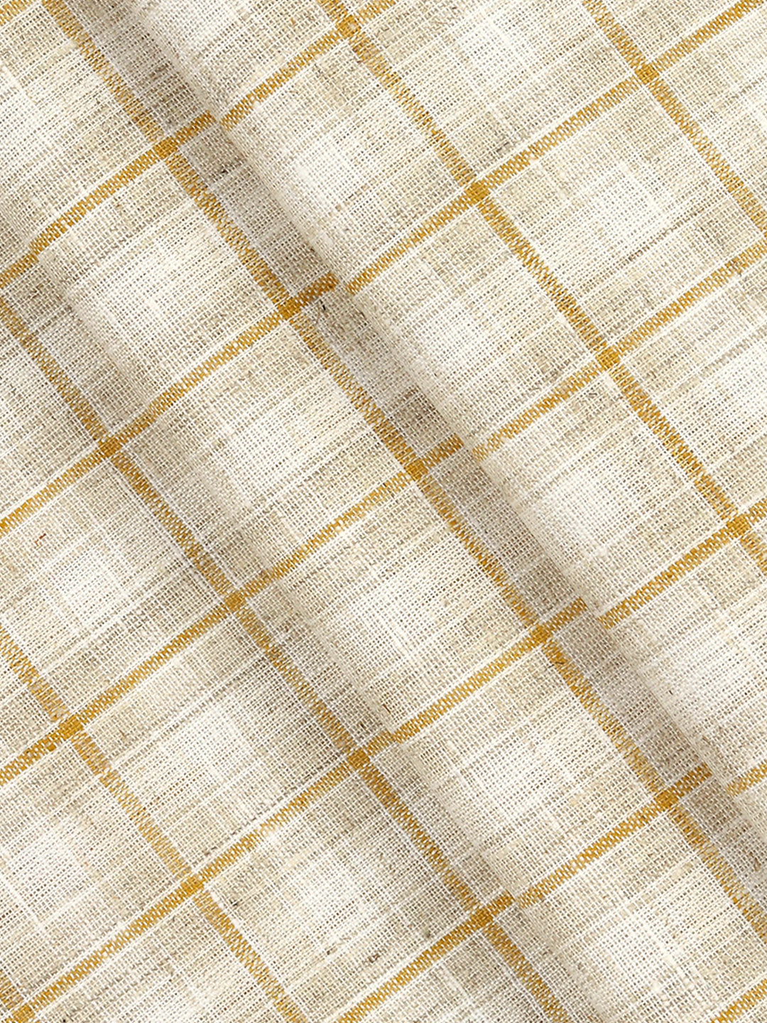 Cotton Rich Light Brown Checked Shirt Fabric High Style