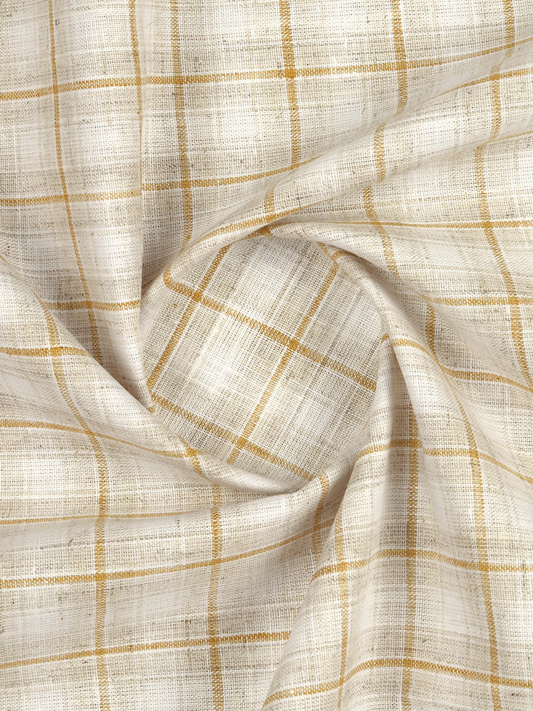 Cotton Rich Light Brown Checked Shirt Fabric High Style