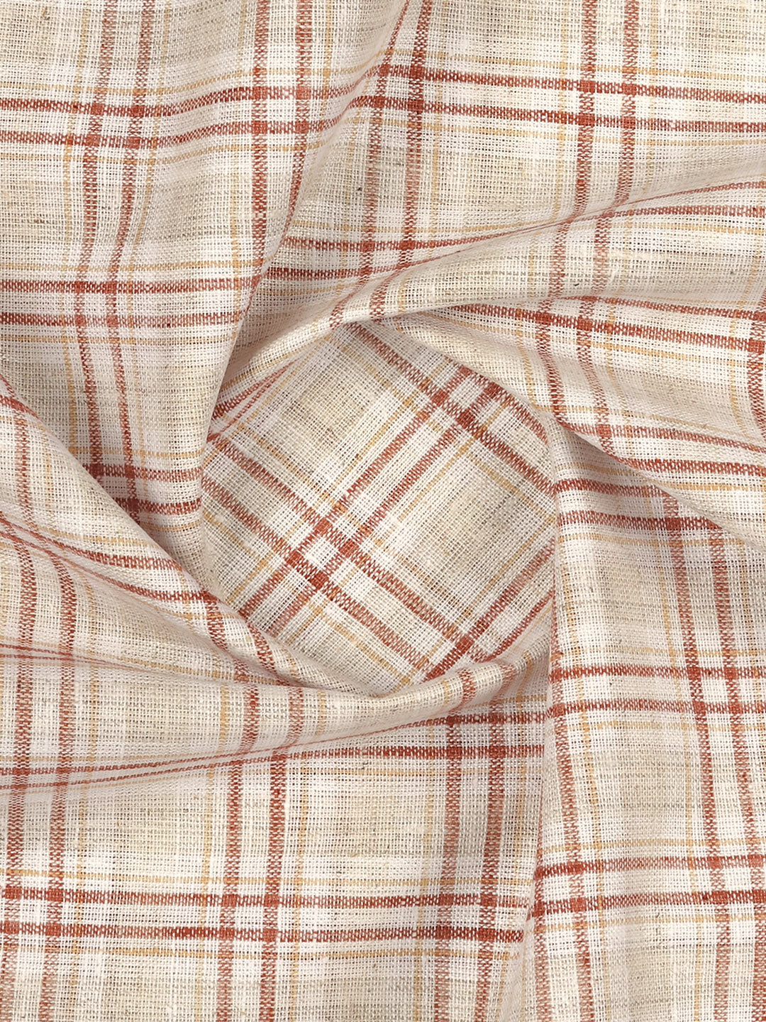 Cotton Rich Brown Checked Shirt Fabric High Style