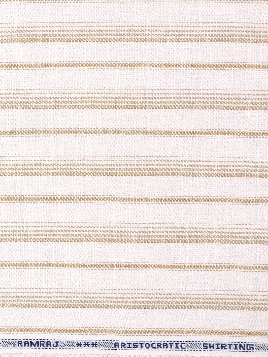 Men Cotton Rich Striped Shirt Fabric White with Brown Infinity