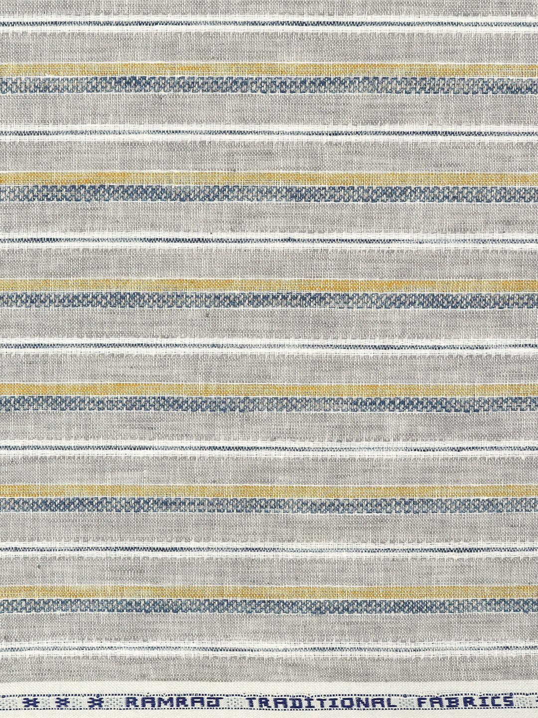 Cotton Blend Self Design Shirt Fabric Grey with Blue High Style