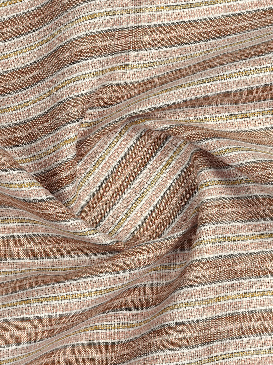 Cotton Blend Self Design Shirt Fabric Brown High Style