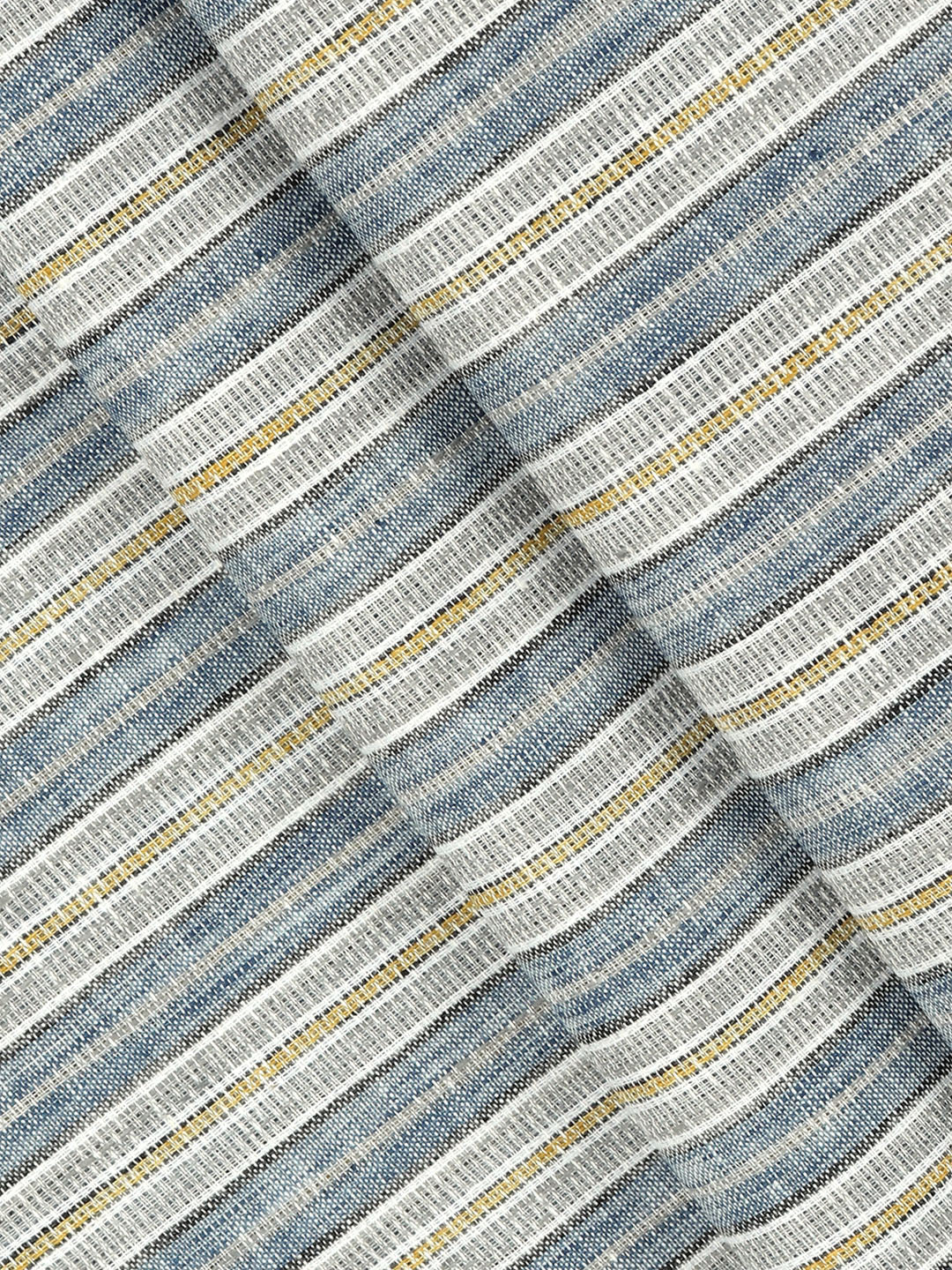 Cotton Blend Self Design Shirt Fabric Blue with Grey High Style