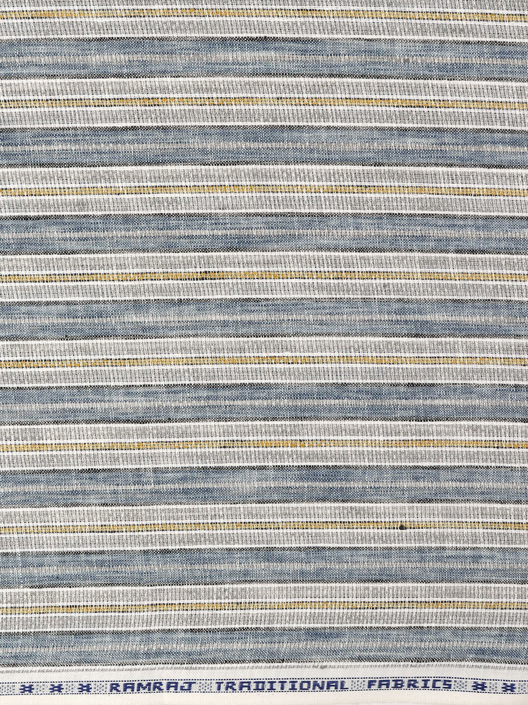 Cotton Blend Self Design Shirt Fabric Blue with Grey High Style