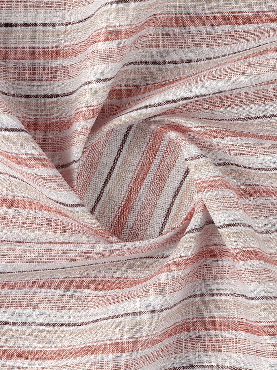 Men Cotton Rich Striped Shirt Fabric Orange High Style