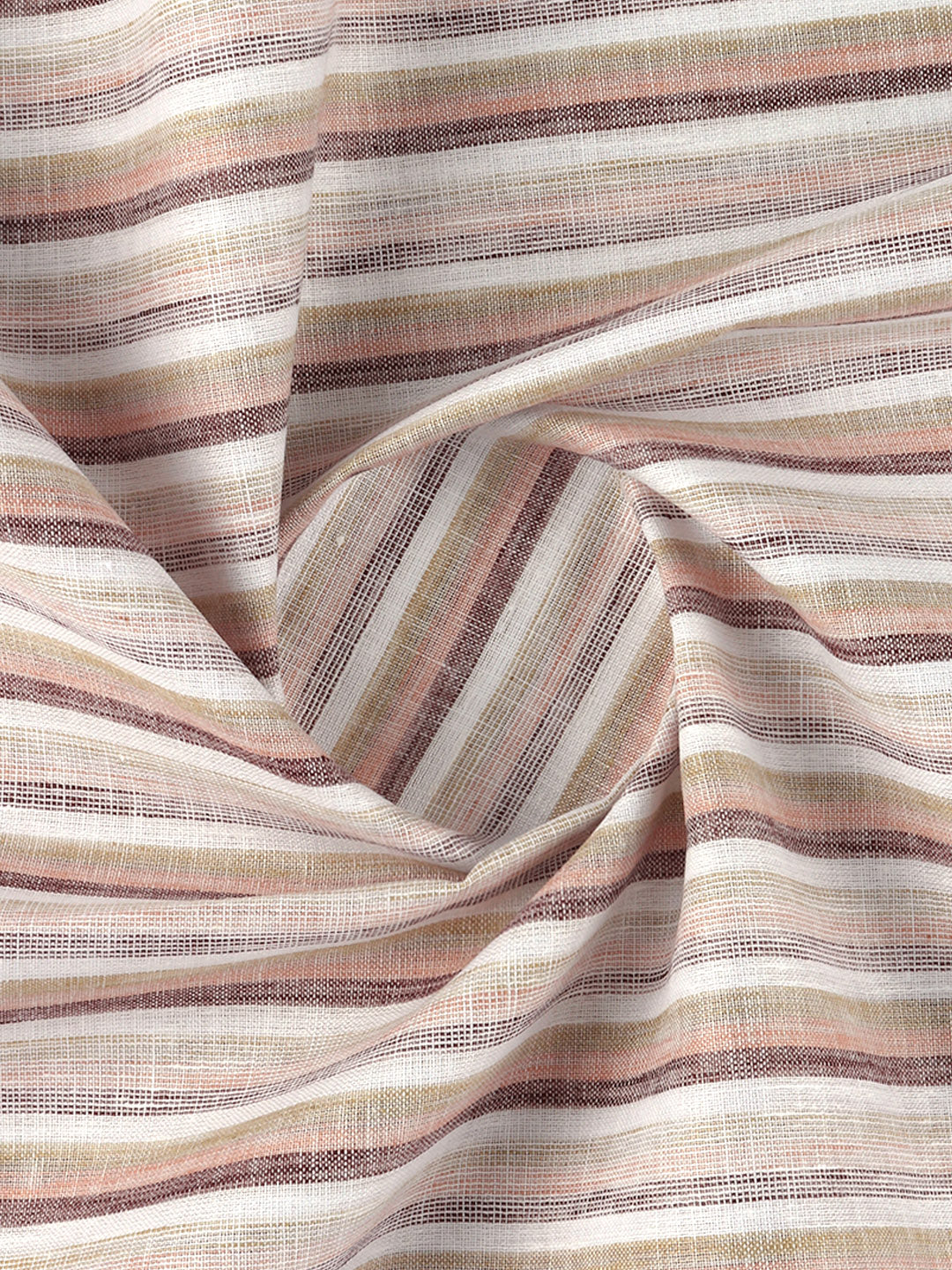 Men Cotton Rich Striped Shirt Fabric Brown High Style