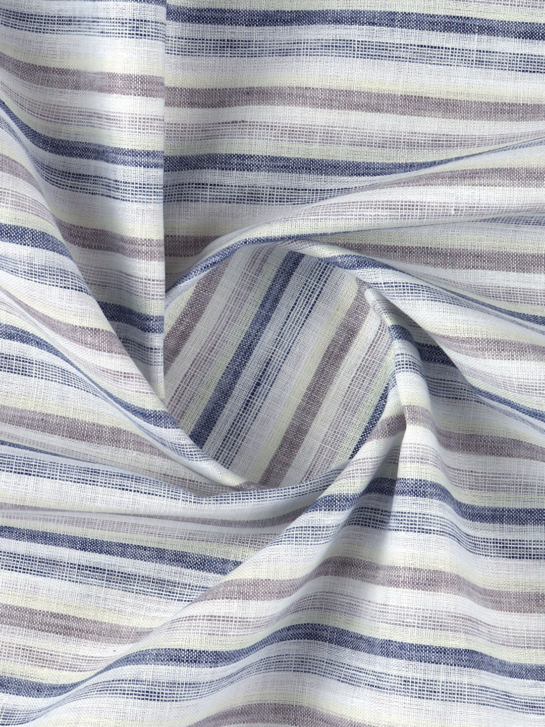 Men Cotton Rich Striped Shirt Fabric Blue High Style