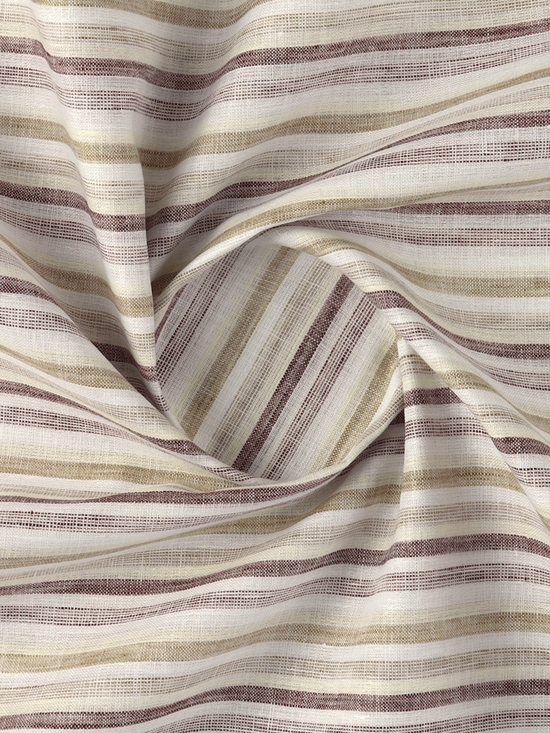 Men Cotton Rich Striped Shirt Fabric White with Green High Style