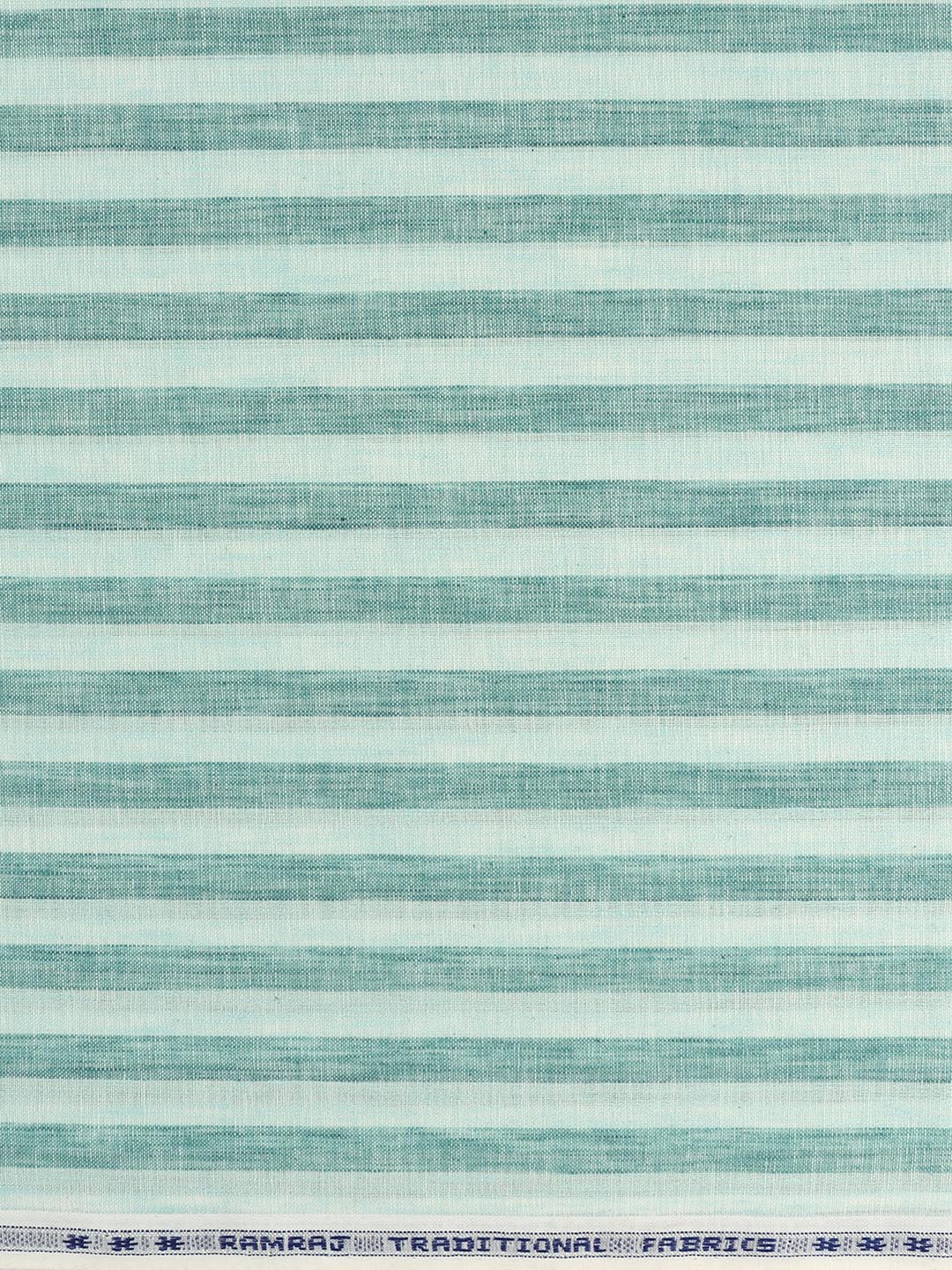 Men Cotton Rich Striped Shirt Fabric Green High Style