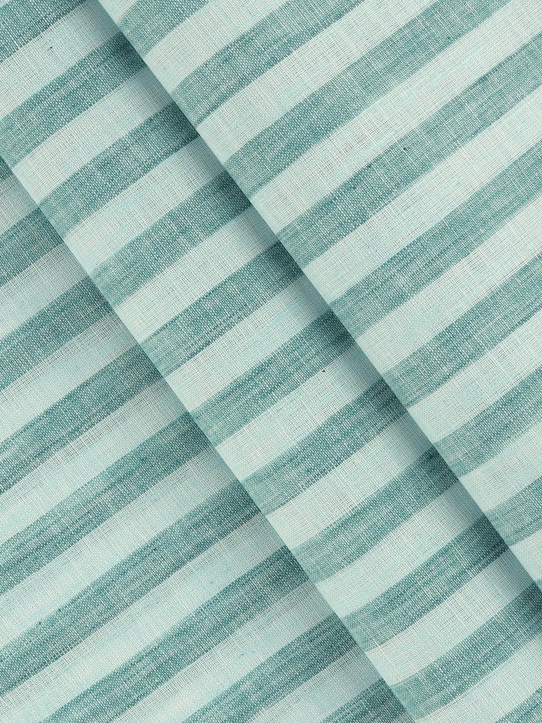 Men Cotton Rich Striped Shirt Fabric Green High Style