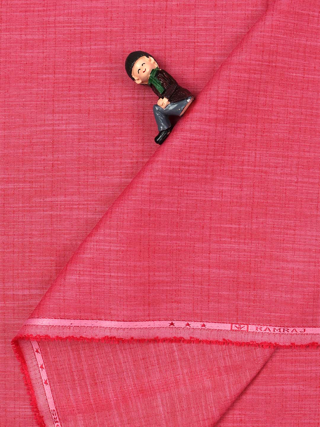 Cotton Mixed Plain Shirt Fabric Dark Pink Vaibhav-Double sdie view