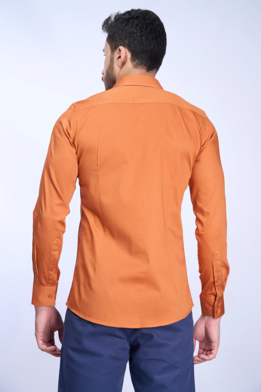 Men Stretch Cotton Shirt Brown FS22