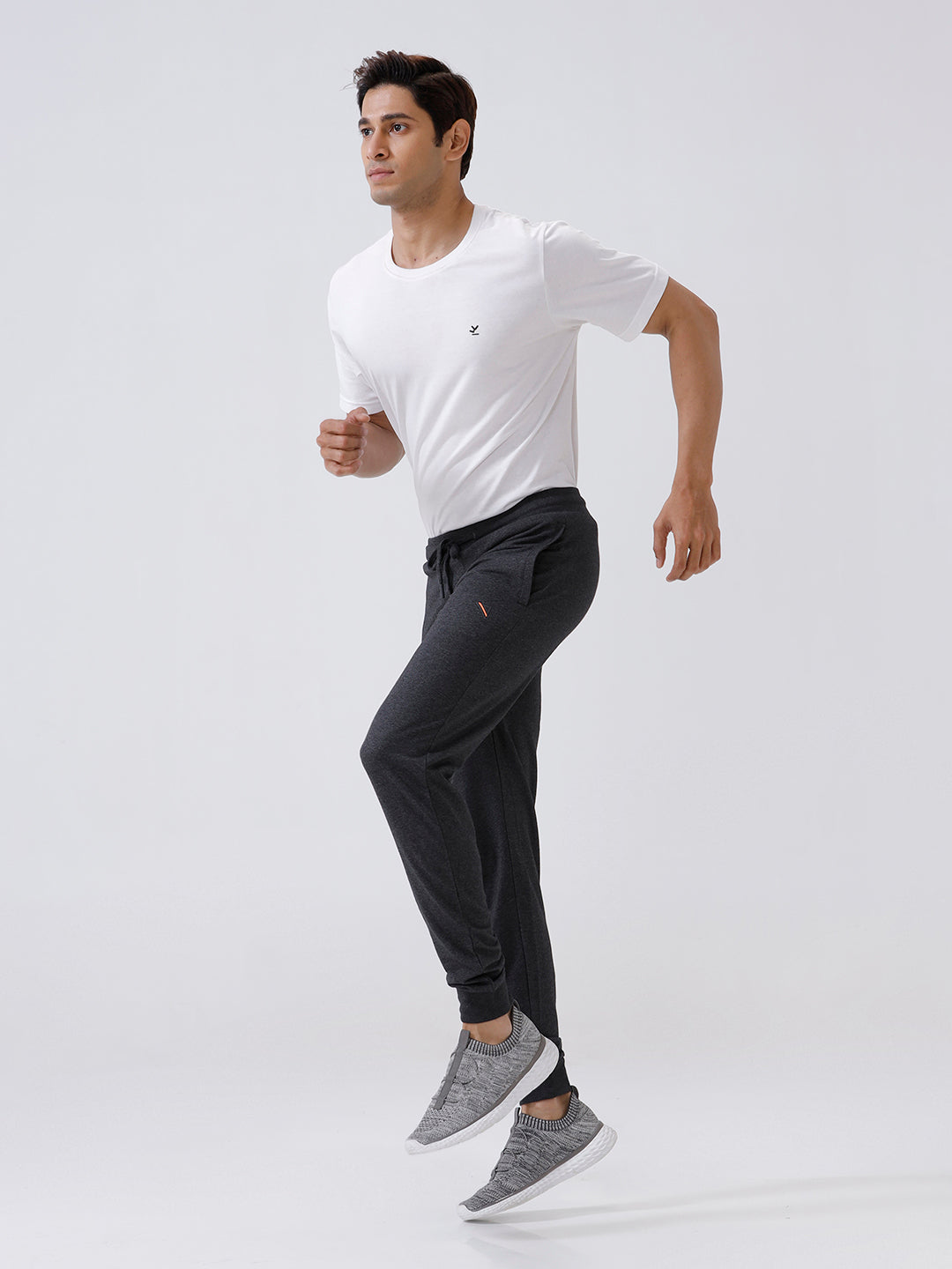Men Combed Cotton Rich Jogger with Side Pockets Charcoal Melange JP2