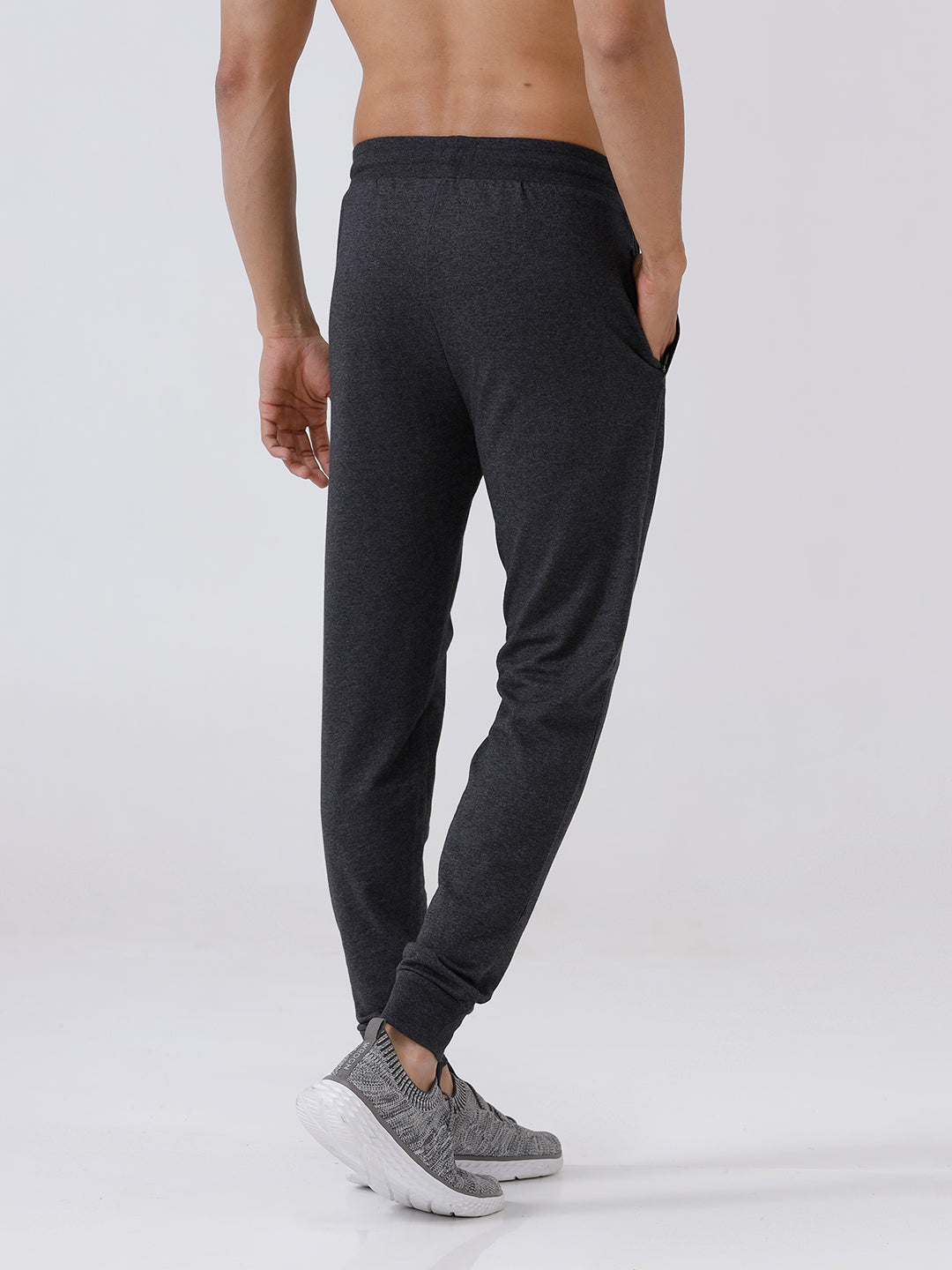 Men Combed Cotton Rich Jogger with Side Pockets Charcoal Melange JP2
