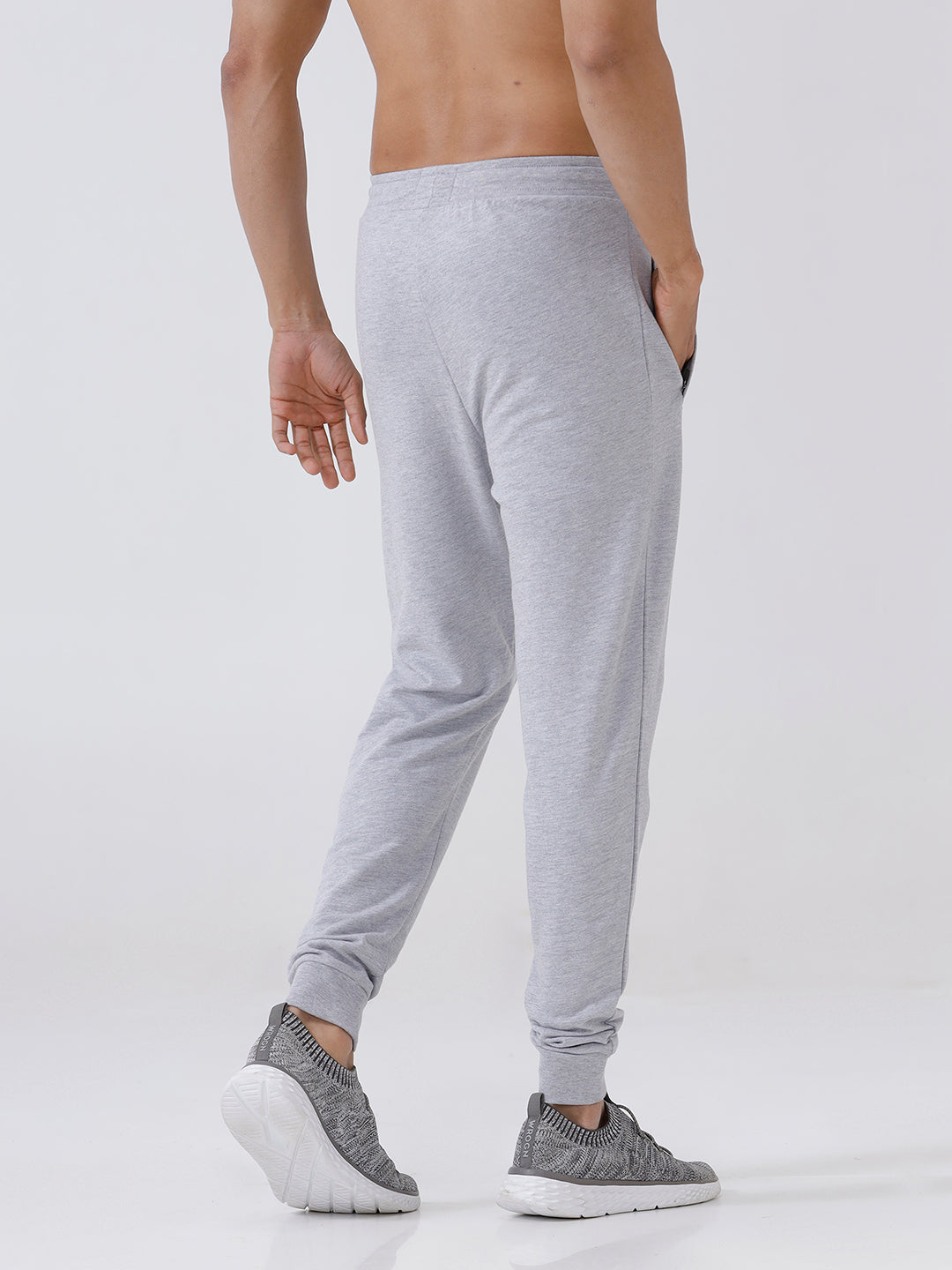 Men Combed Cotton Rich Jogger with Side Pockets Grey Melange EJ1