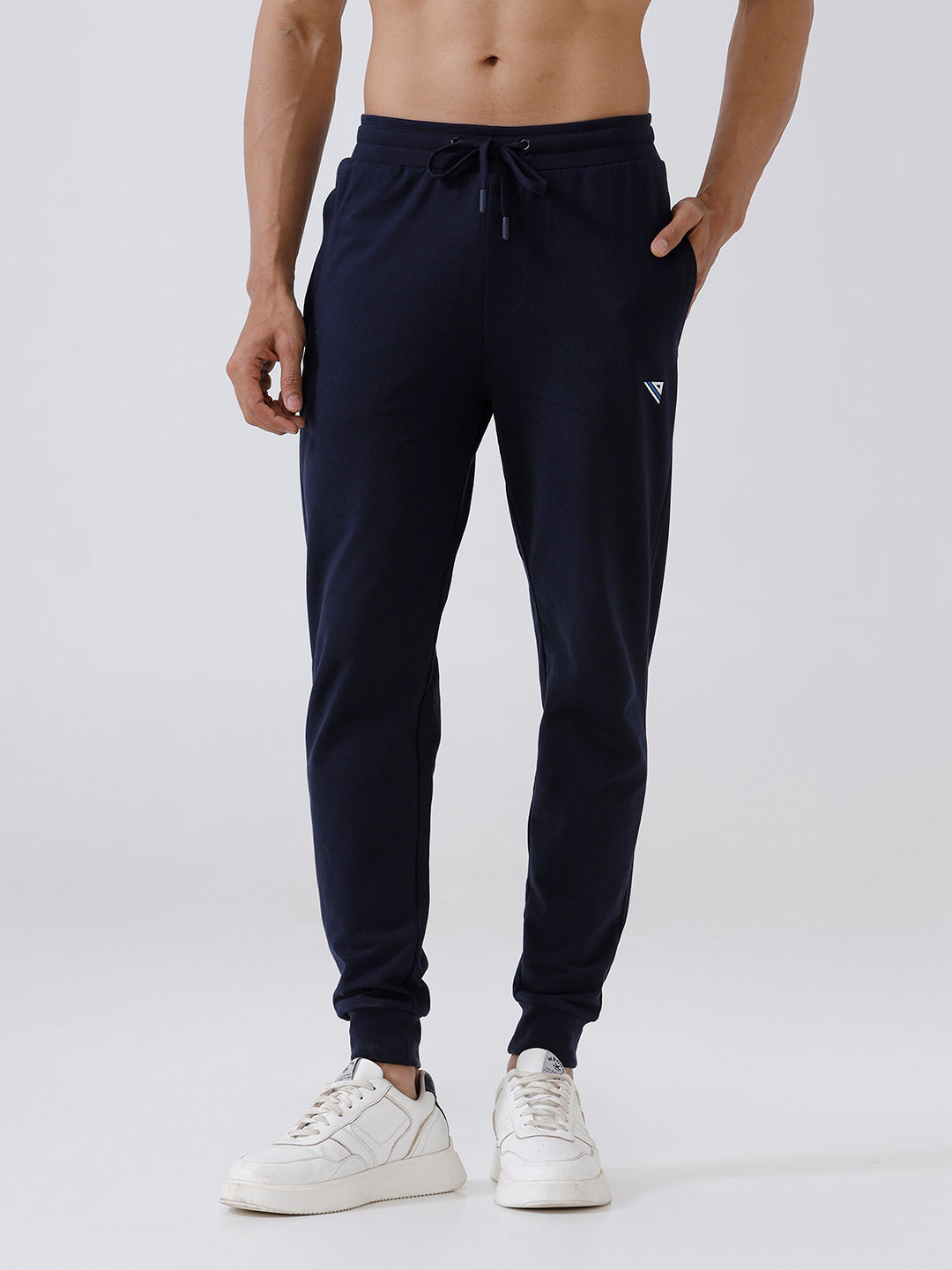 Men Combed Cotton Rich Jogger with Side Pockets Navy JP4