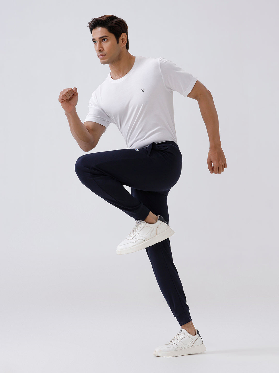 Men Combed Cotton Rich Jogger with Side Pockets Navy JP4