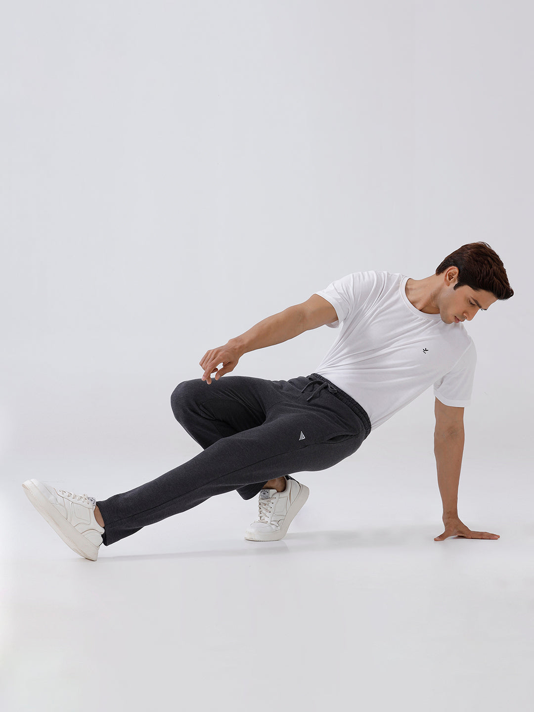 Men Combed Cotton Rich Track Pant with Side Pockets Charcoal ETT4