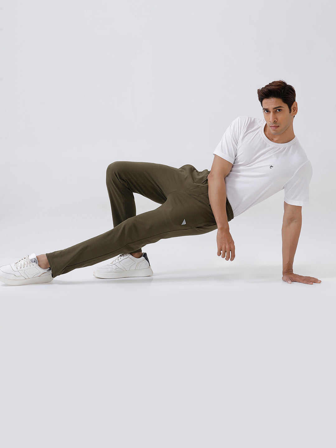 Men Combed Cotton Rich Track Pant with Side Pockets Olive ETT5