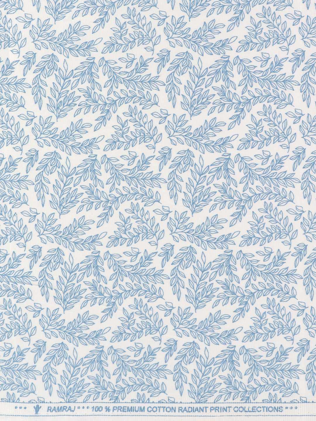 Men 100% Cotton White with Blue Printed Shirt Fabric Oslo Print