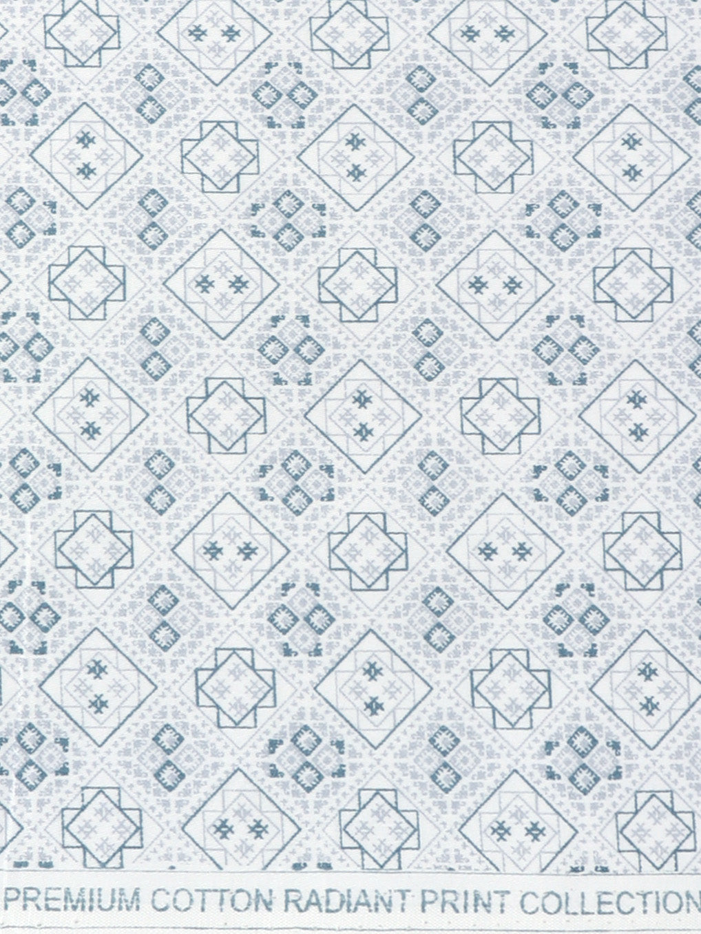 Men 100% Cotton Printed Shirt Fabric White with Blue Oslo Print