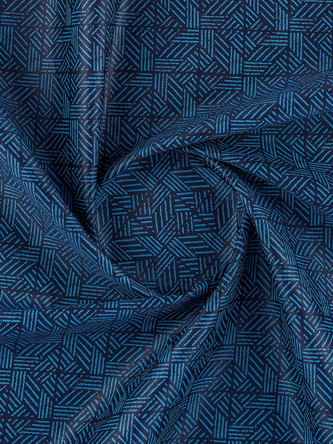 Men 100% Cotton Navy Printed Shirt Fabric Oslo Print