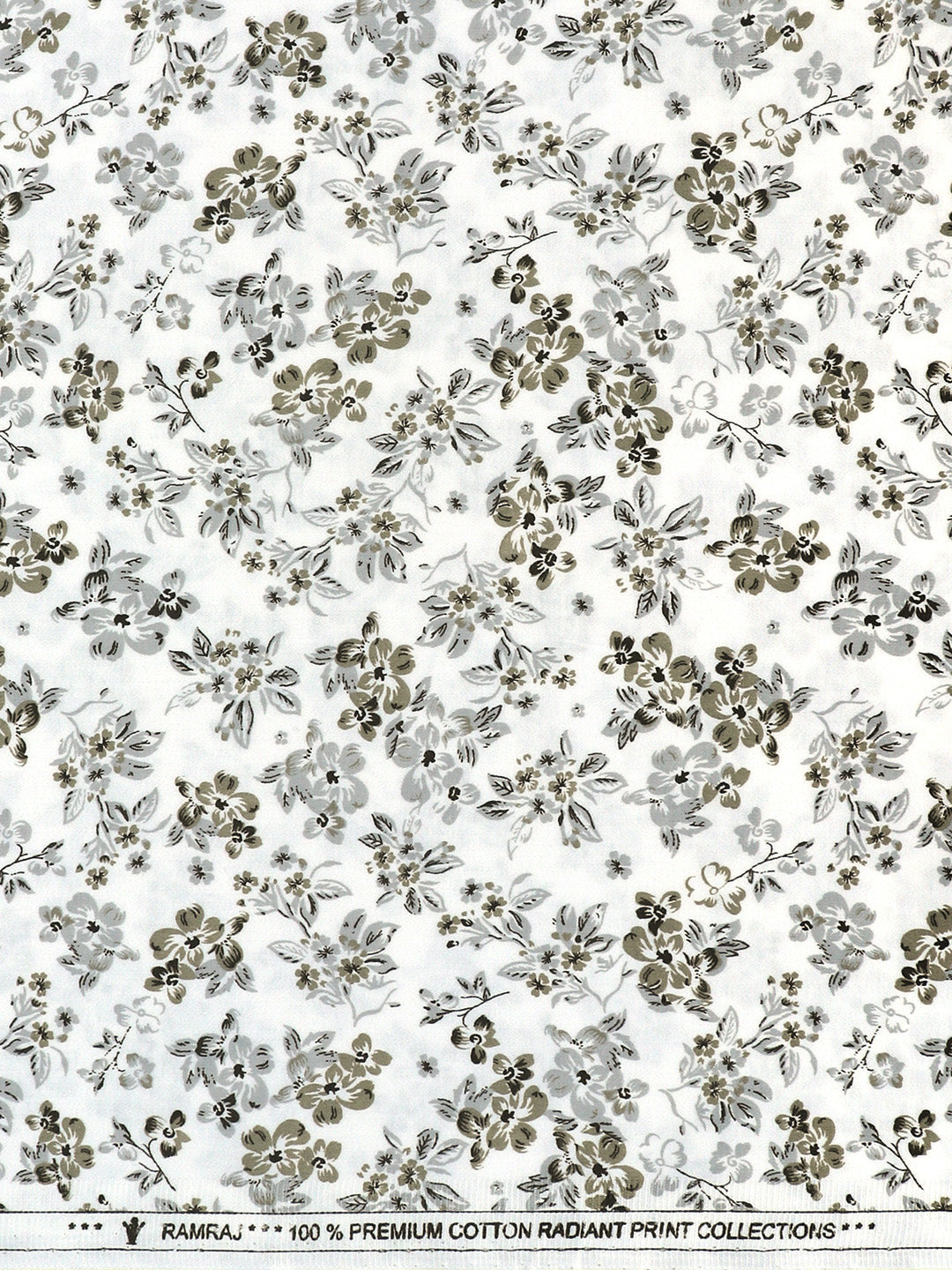 Men 100% Cotton Printed Shirt Fabric Cream with Green Oslo Print