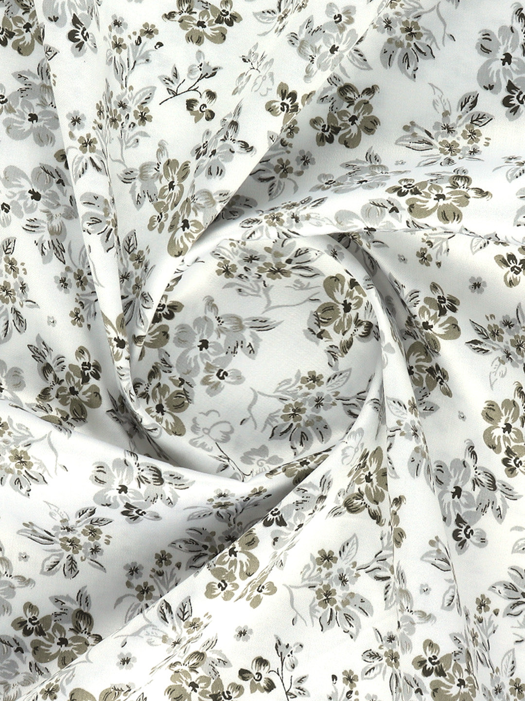 Men 100% Cotton Printed Shirt Fabric Cream with Green Oslo Print