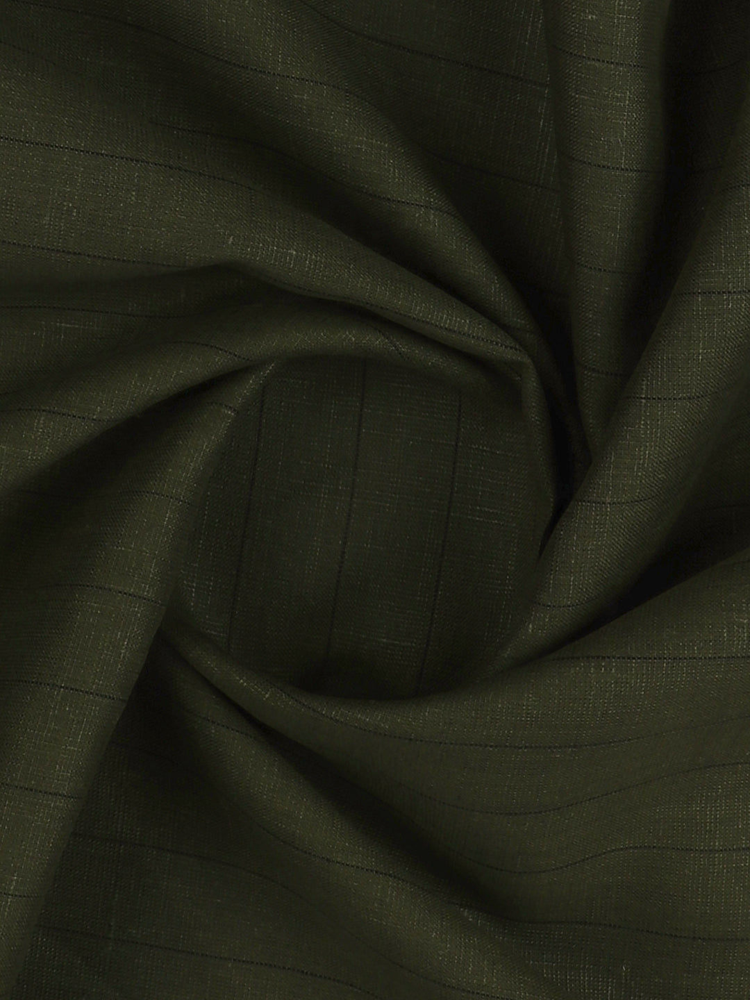 Men Linen Rich Dark Green Stripes Shirt Fabric Prime