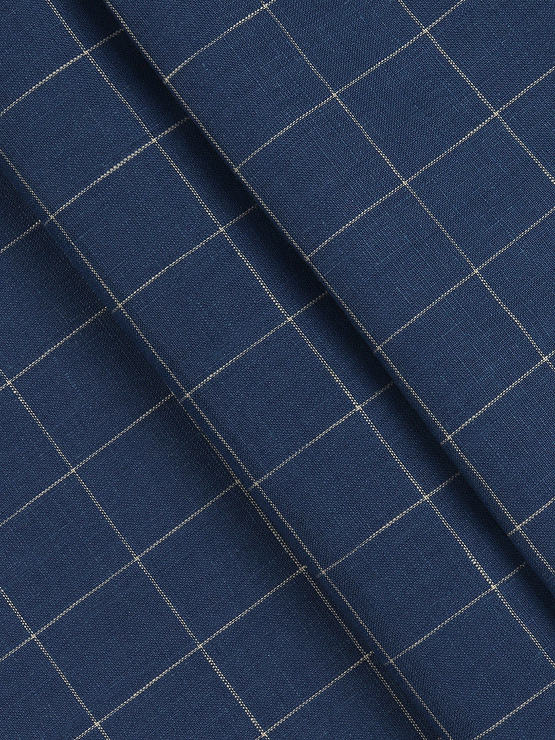 Men Linen Rich Royal Blue Checks Shirt Fabric Prime