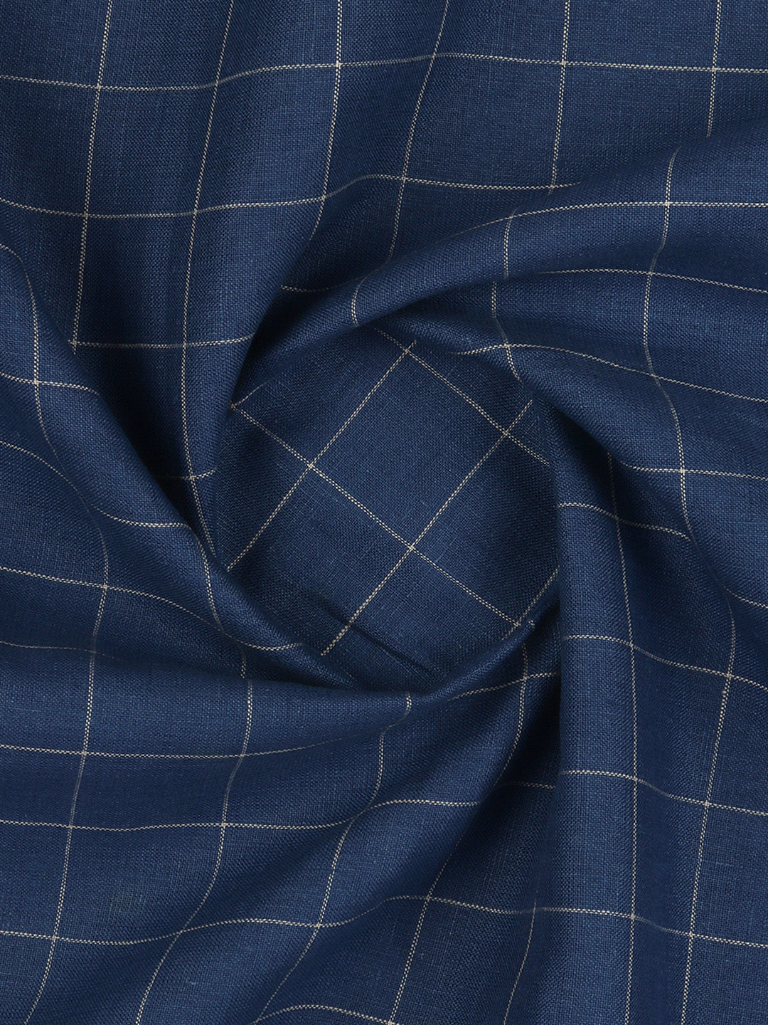 Men Linen Rich Royal Blue Checks Shirt Fabric Prime