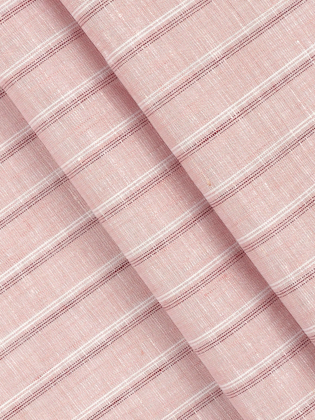 Men Linen Rich Light Pink Stripes Shirt Fabric Prime