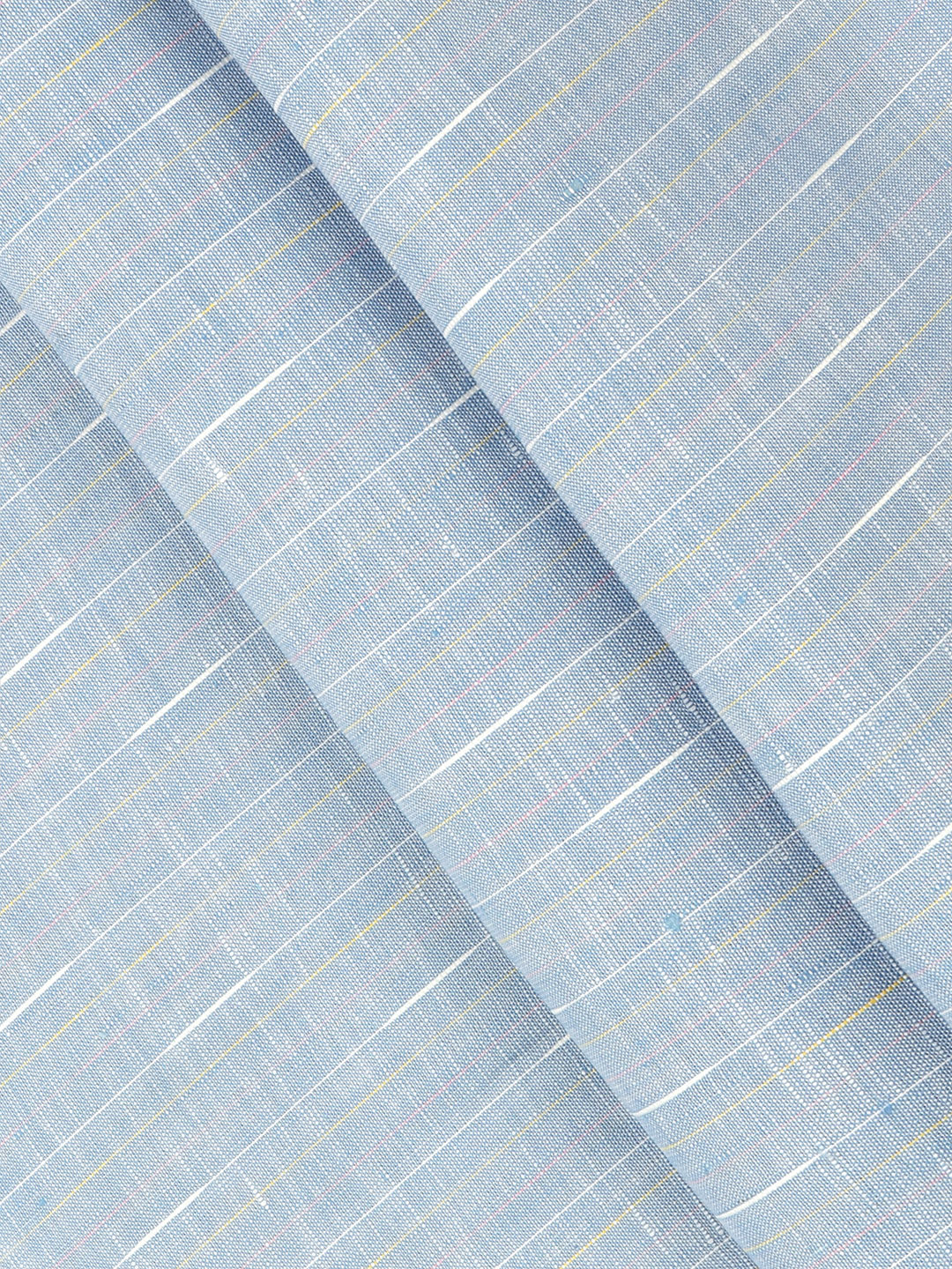 Men Linen Rich Blue Stripes Shirt Fabric Prime