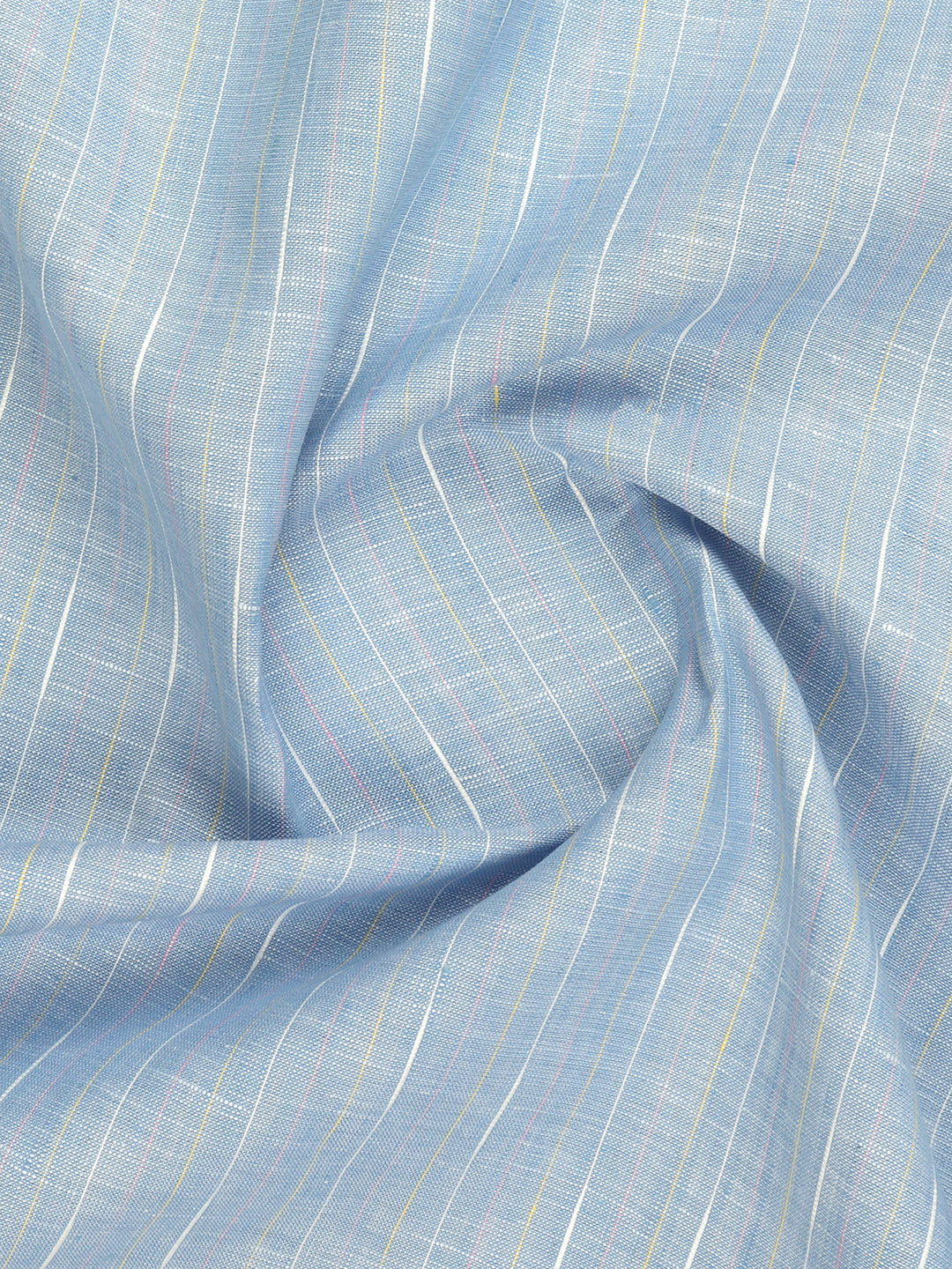 Men Linen Rich Blue Stripes Shirt Fabric Prime