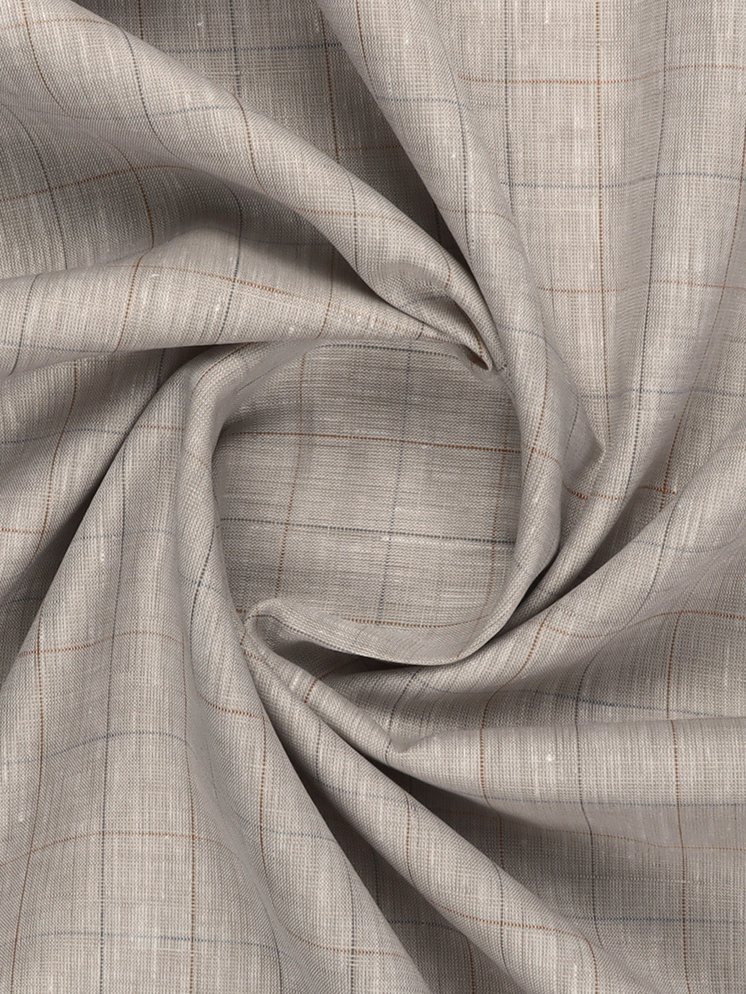 Men Linen Rich Light Brown Checks Shirt Fabric Prime