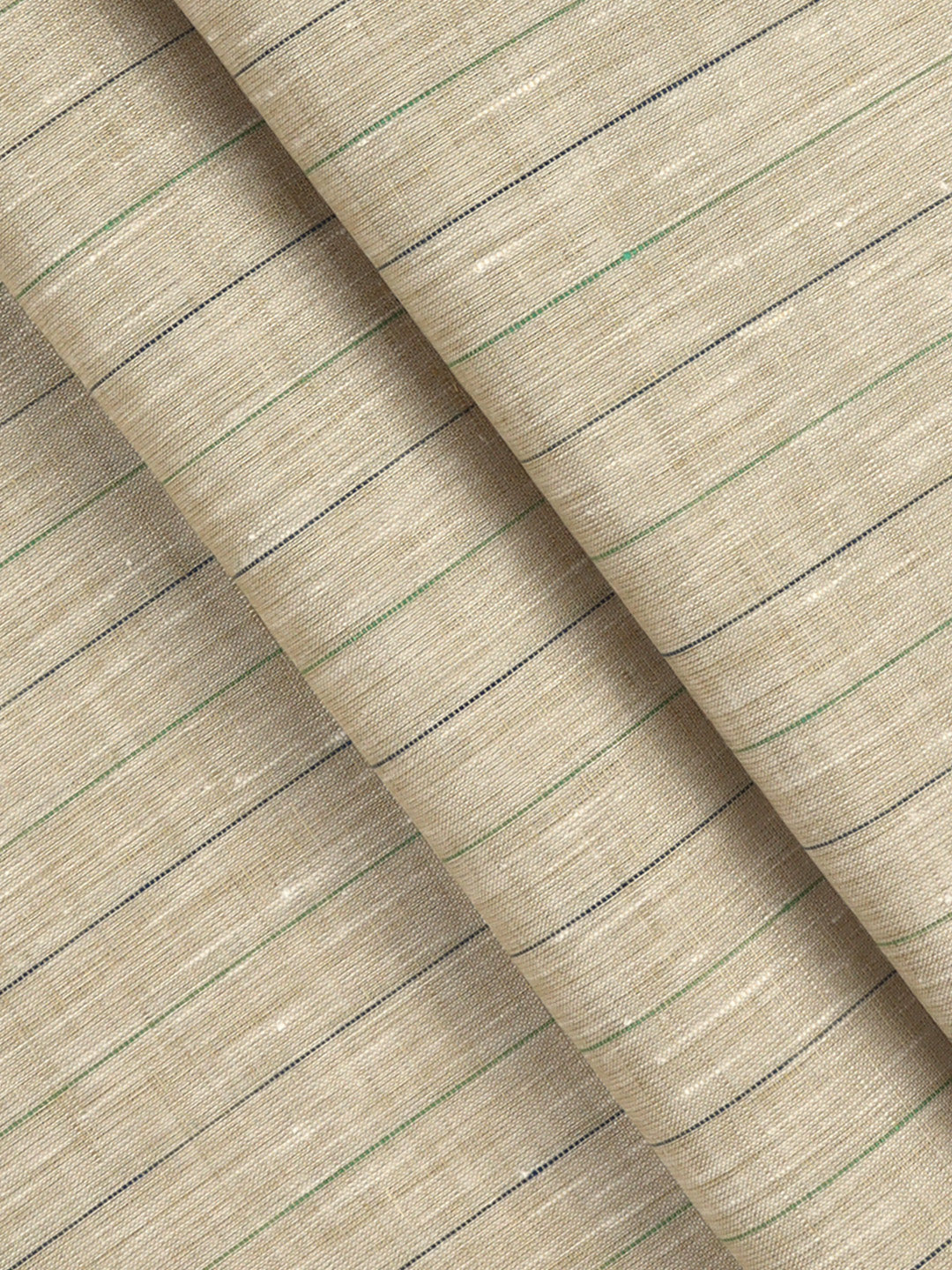 Men Linen Rich Light Brown Stripes Shirt Fabric Prime