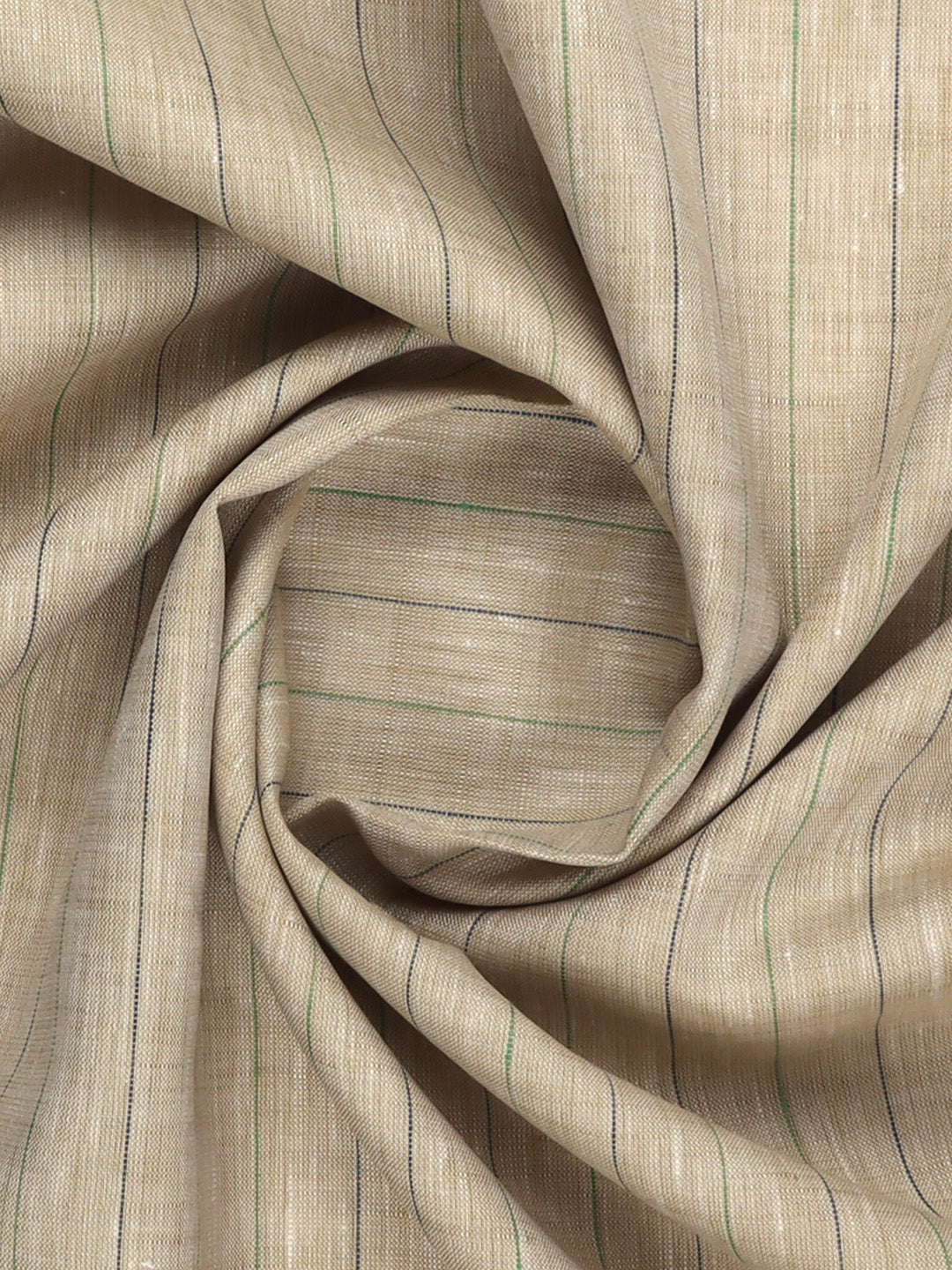 Men Linen Rich Light Brown Stripes Shirt Fabric Prime