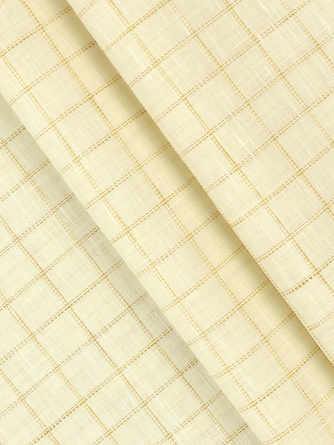 Men Linen Rich Light Yellow Checks Shirt Fabric Prime