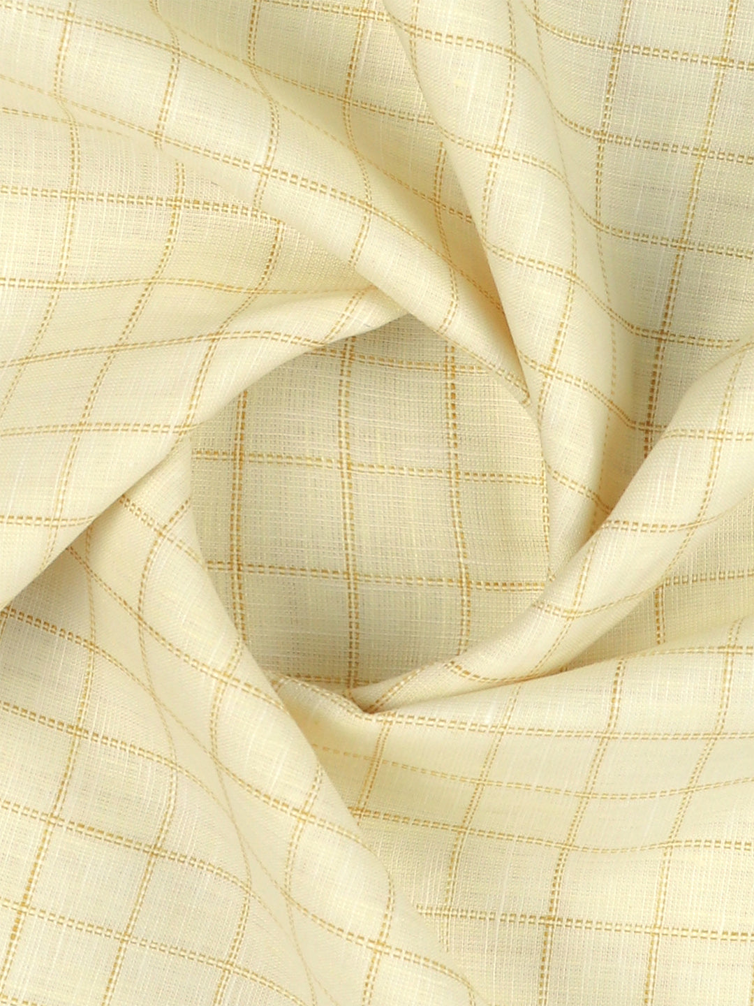 Men Linen Rich Light Yellow Checks Shirt Fabric Prime