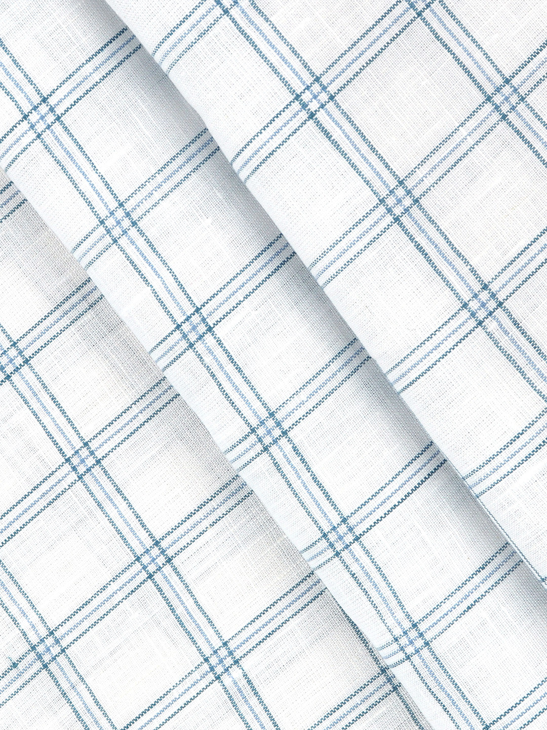 Men Linen Rich White Checks Shirt Fabric Prime