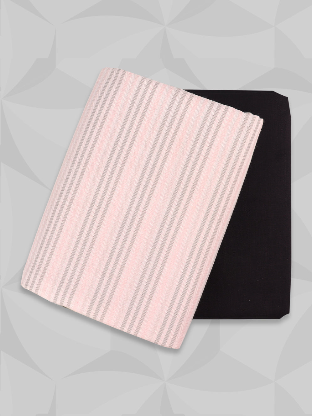 Cotton Pink Shirting & Black Suiting Fabric Gift Box KK147