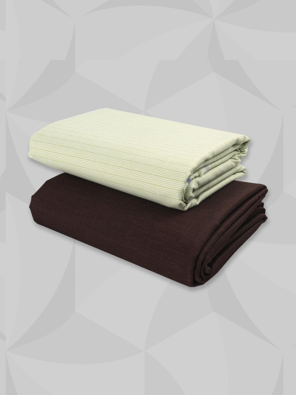 Cotton Pista Green Shirting & Brown Suiting Fabric Gift Box KK145